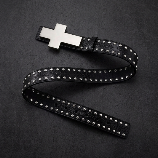 Dark Goth Studded Cross Belt