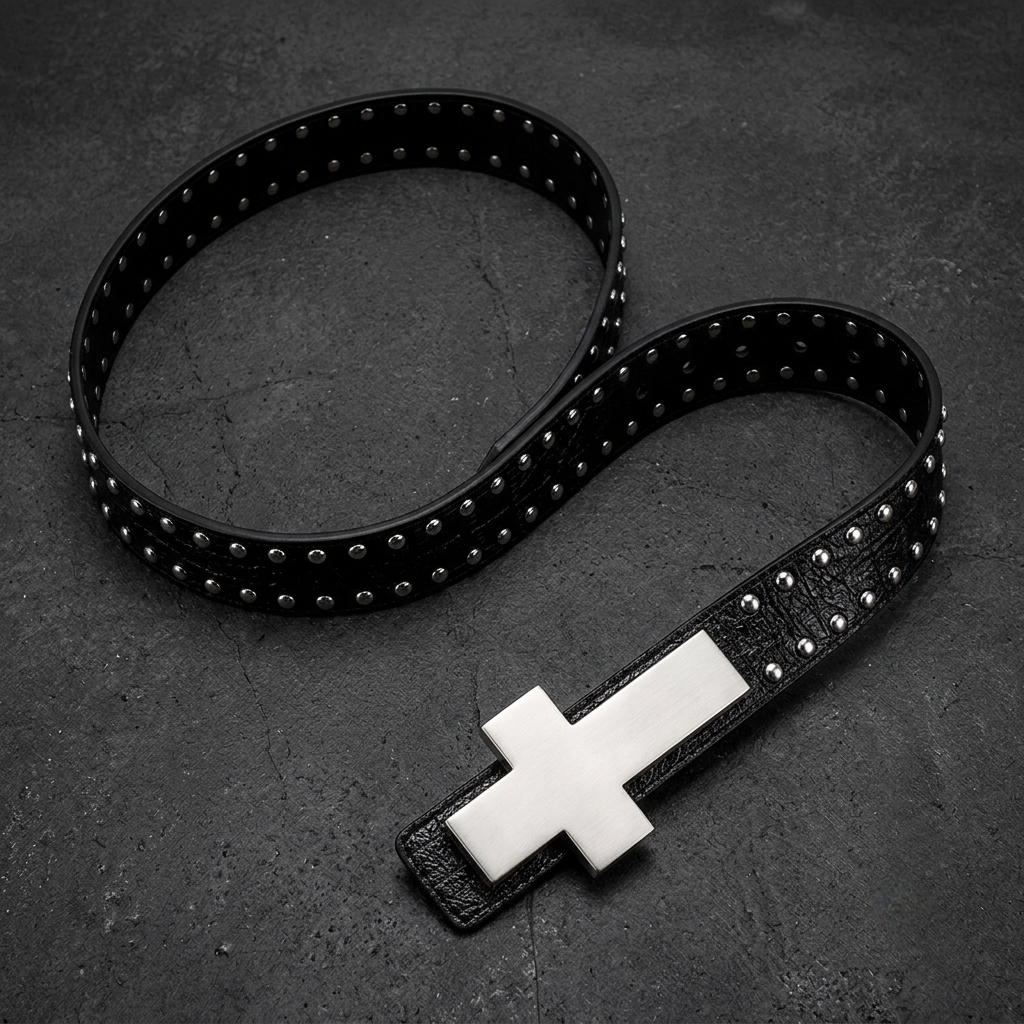 Dark Goth Studded Cross Belt