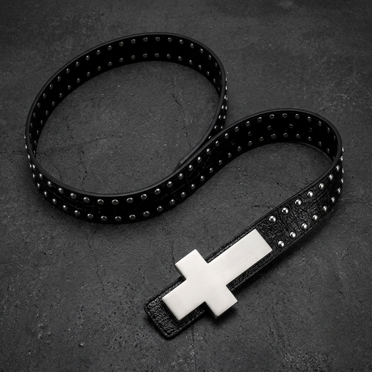 Dark Goth Studded Cross Belt