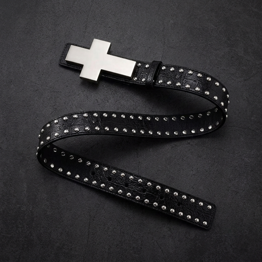 Dark Goth Studded Cross Belt