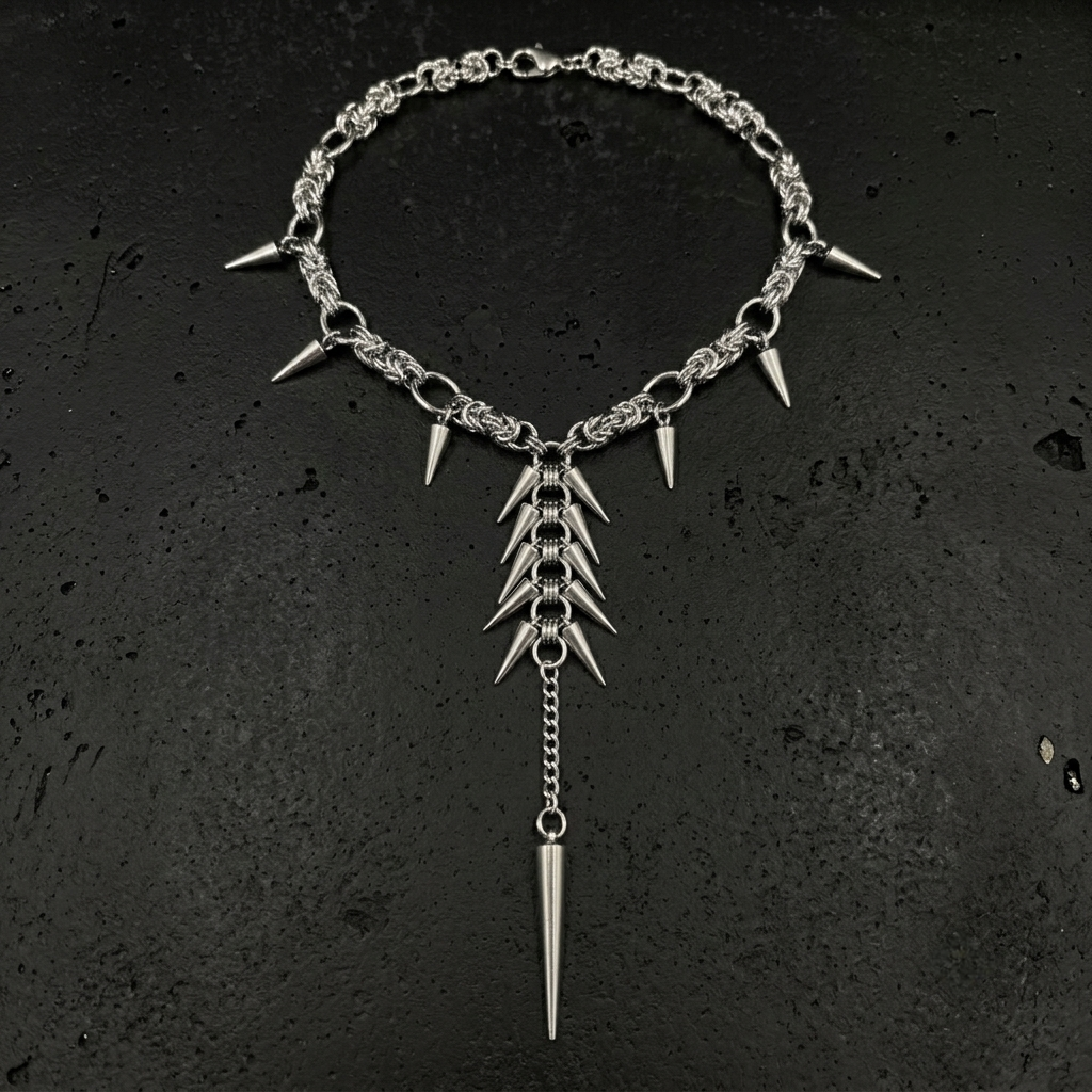 Alt Y2K Heavy Metal Fringe Necklace