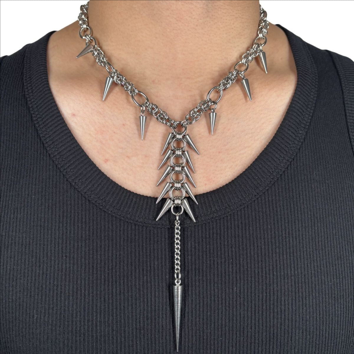 Alt Y2K Heavy Metal Fringe Necklace