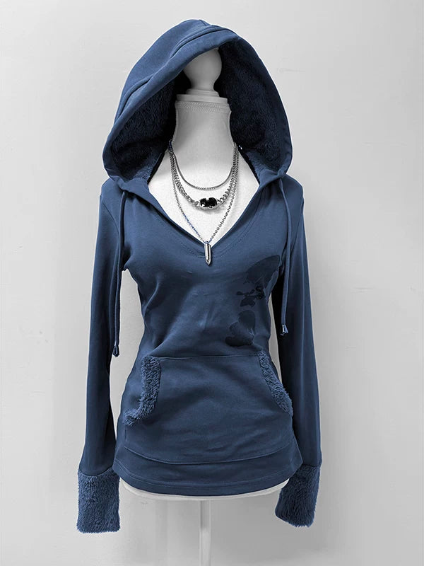Baoye Girl Original: American Retro Graphic Hoodie