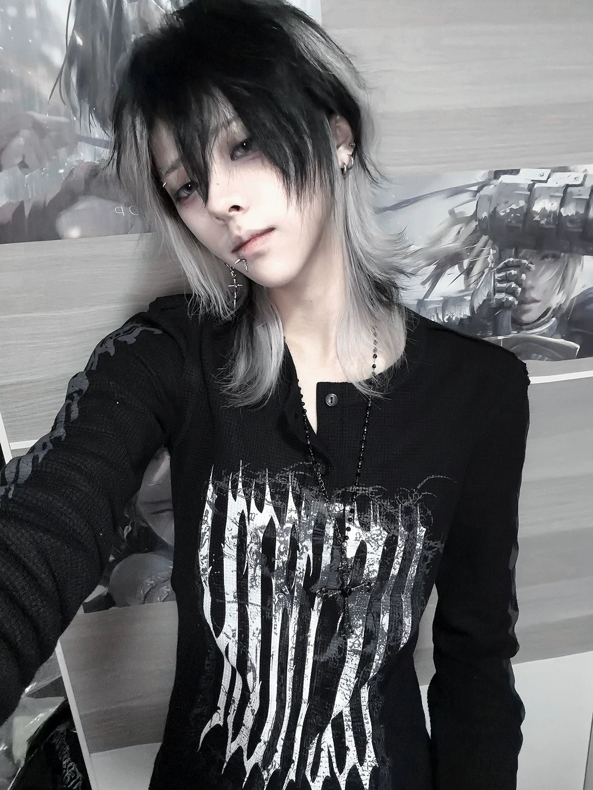 Dark Avant-Garde: Unisex Gothic Subculture Slim-Fit Punk Long-Sleeve