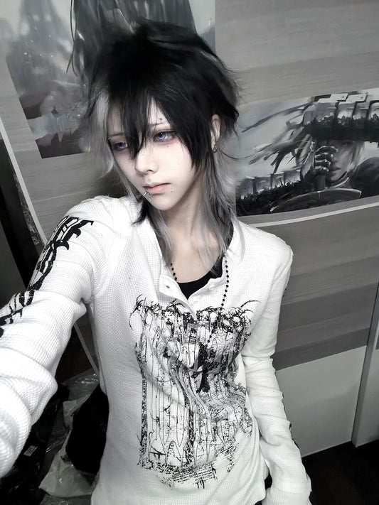 Dark Avant-Garde: Unisex Gothic Subculture Slim-Fit Punk Long-Sleeve