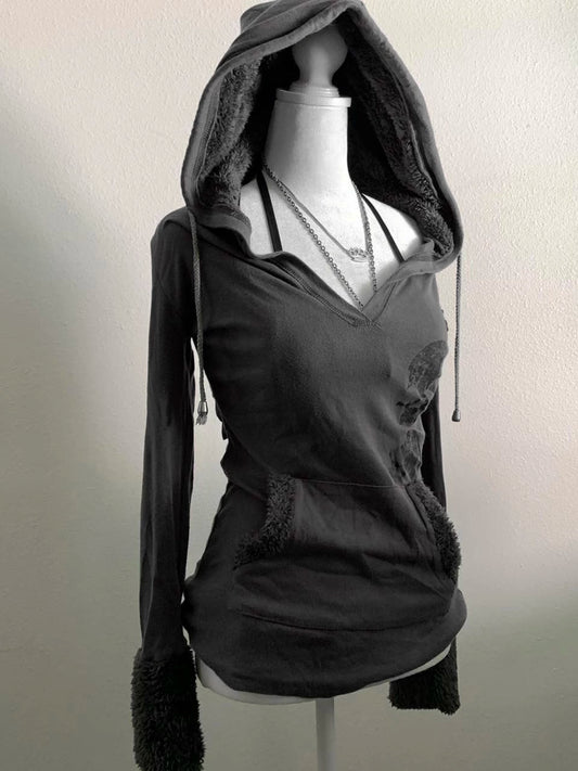 Baoye Girl Original: American Retro Graphic Hoodie
