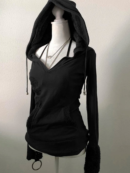 Baoye Girl Original: American Retro Graphic Hoodie