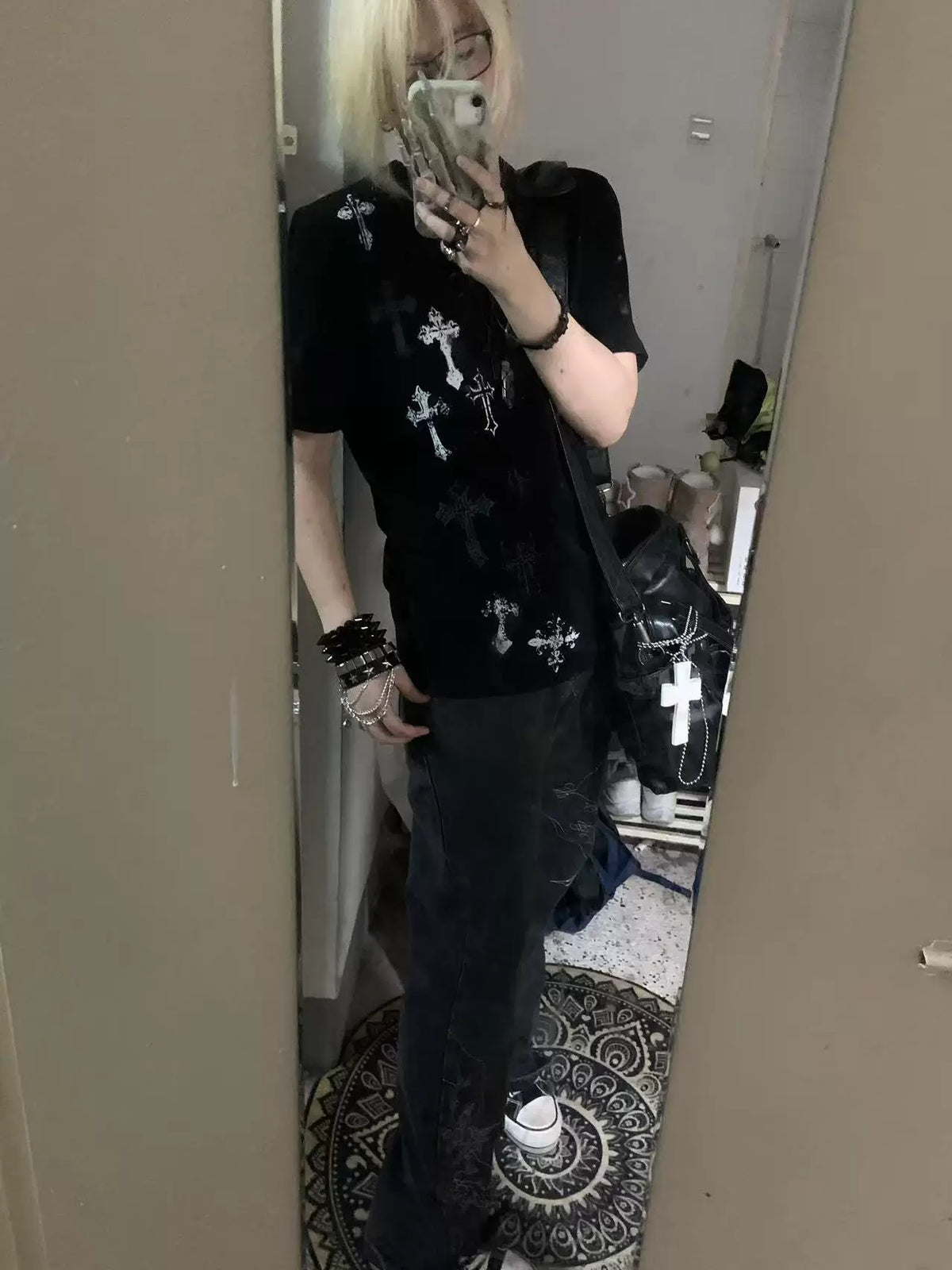 Alternative Dark Archive: Niche Gothic Visual-Kei Fitted S/S Top