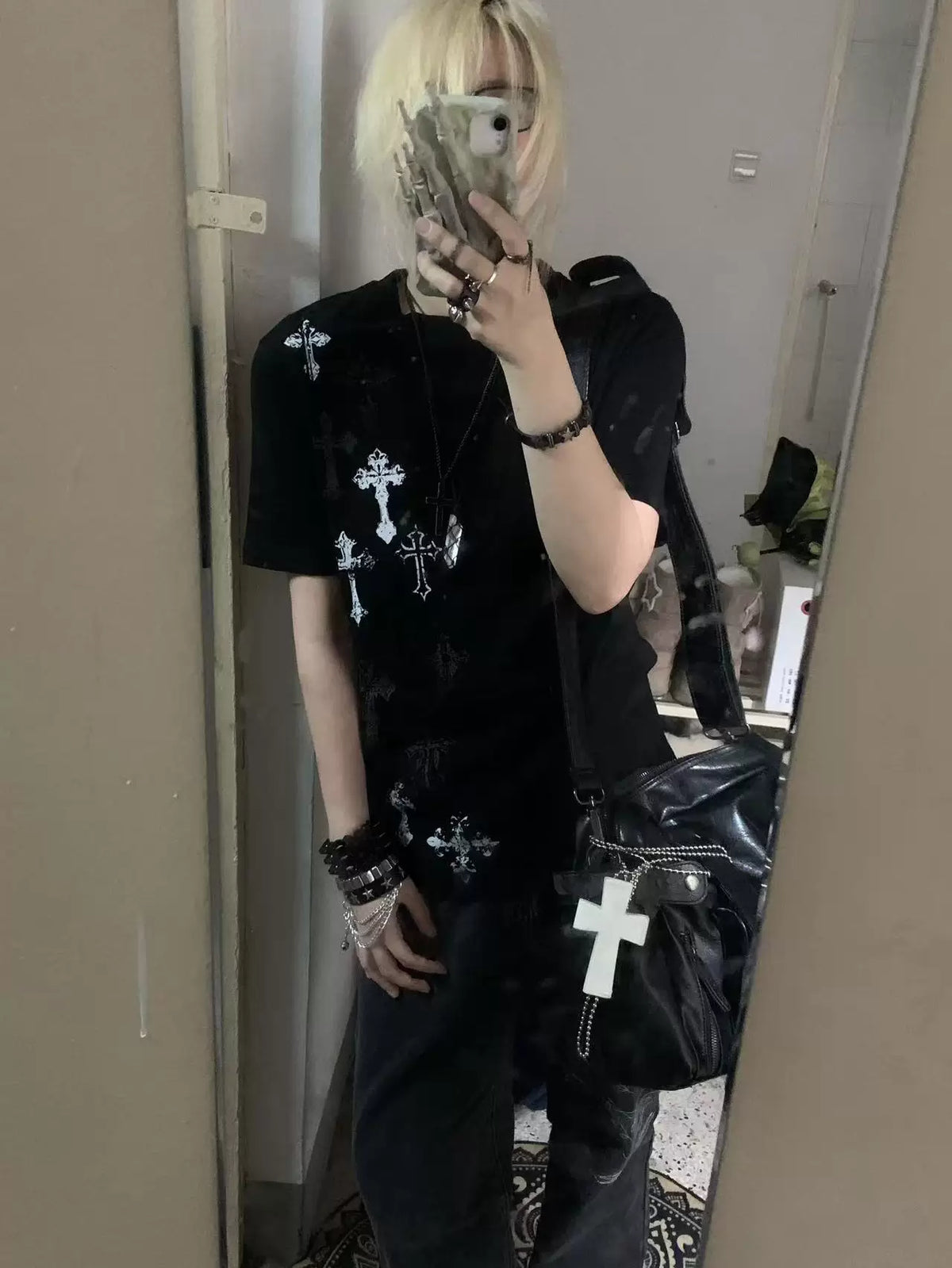 Alternative Dark Archive: Niche Gothic Visual-Kei Fitted S/S Top