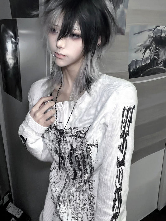 Dark Avant-Garde: Unisex Gothic Subculture Slim-Fit Punk Long-Sleeve