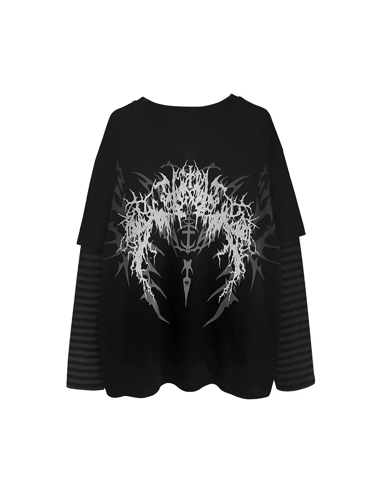 Alternative Grunge Archive: Dark Rock Graphic Layered-Look L/S Tee