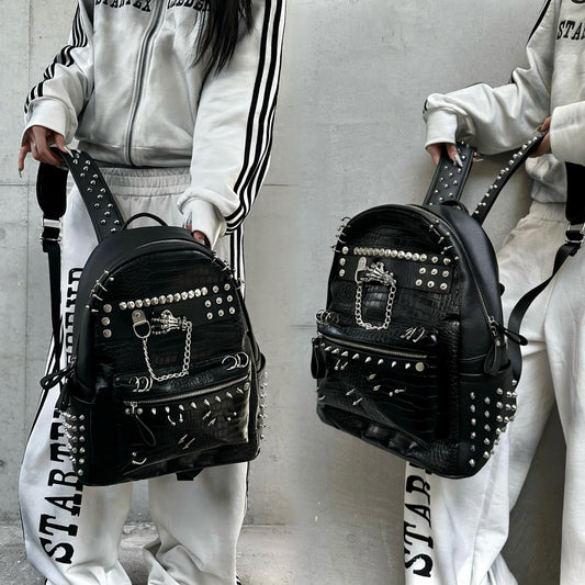 Unisex Punk Street Studded Large Capacity Backpack